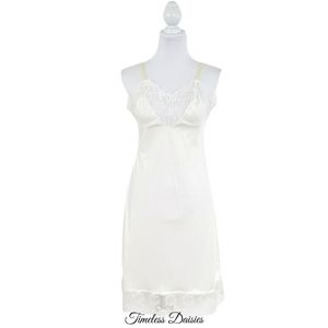 Vintage Small Lace Silk White Slip Dress Nightgown